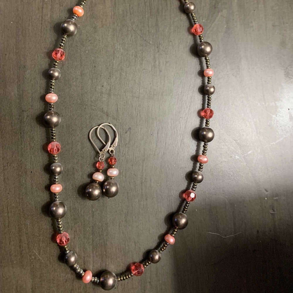 Emily Ray Sterling Silver Crystal Pearl Pink Ser